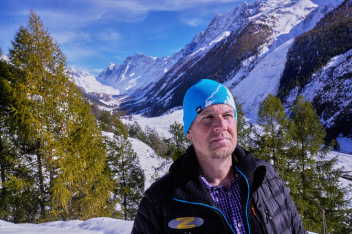 Manfred Ebener talks to media near village of Blatten after recent snowfalls, five months after a landslide destroyed the village, Blatten, Switzerland, on Tuesday, Oct. 28, 2025. (AP Photo/Michael Probst) Manfred Ebener talks to media near village of Blatten after recent snowfalls, five months after a landslide destroyed the village, Blatten, Switzerland, on Tuesday, Oct. 28, 2025. (AP Photo/Michael Probst)