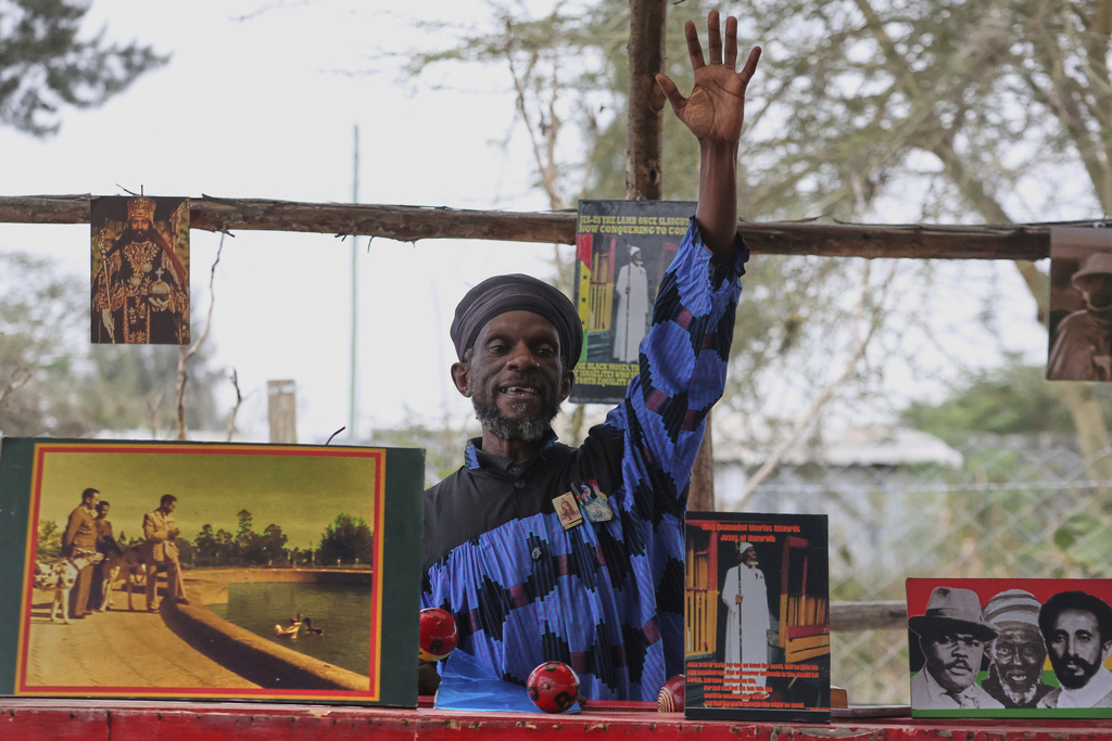 A member of the Ethiopia Africa Black International Congress Church of Salvation attend a church service in Kamulu, Nairobi, Kenya, Wednesday, July 23, 2025. (AP Photo/Andrew Kasuku)