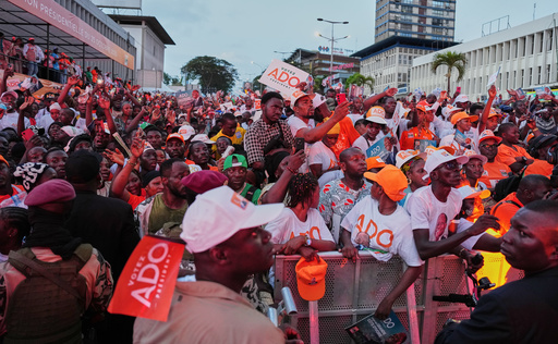 Supporters of President Alassane Ouattara attend his final campaign rally at Republic Square in Abidjan, Ivory Coast, Thursday, Oct. 23, 2025. (AP Photo/Misper Apawu) Supporters of President Alassane Ouattara attend his final campaign rally at Republic Square in Abidjan, Ivory Coast, Thursday, Oct. 23, 2025. (AP Photo/Misper Apawu)