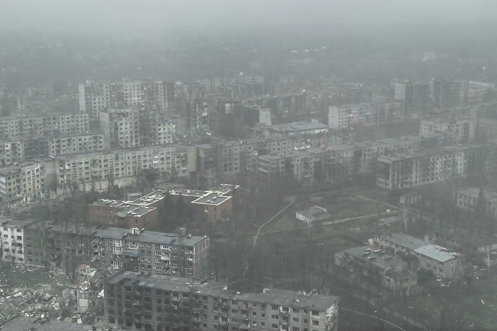 This image made from a December 2025 video provided by the Ukrainian Defense Forces shows the heavily-bombed city of Myrnohrad in eastern Ukraine's Donetsk region. (Ukrainian Defense Forces via AP)