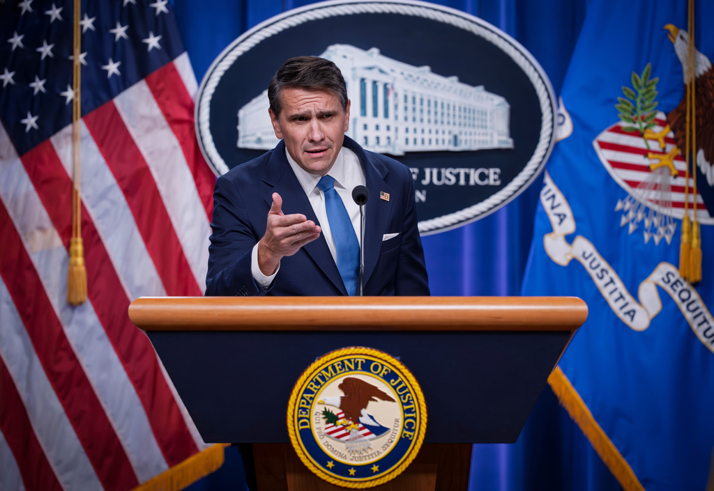 Deputy Attorney General Todd Blanche meets with reporters as the Justice Department announces the release of three million pages of documents in the latest Jeffrey Epstein disclosure in Washington, Friday, Jan. 30, 2026. (AP Photo/J. Scott Applewhite)