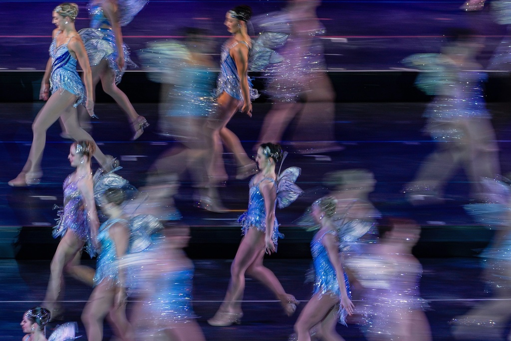 FILE - Radio City Rockettes perform during the Christmas Spectacular at Radio City Music Hall, on Dec. 13, 2024, in New York. (AP Photo/Julia Demaree Nikhinson, File)
