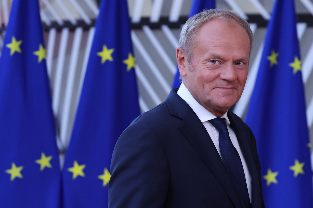 FILE - Poland's Prime Minister Donald Tusk arrives for the EU summit in Brussels, Thursday, June 18, 2026. (AP Photo/Omar Havana, File)
