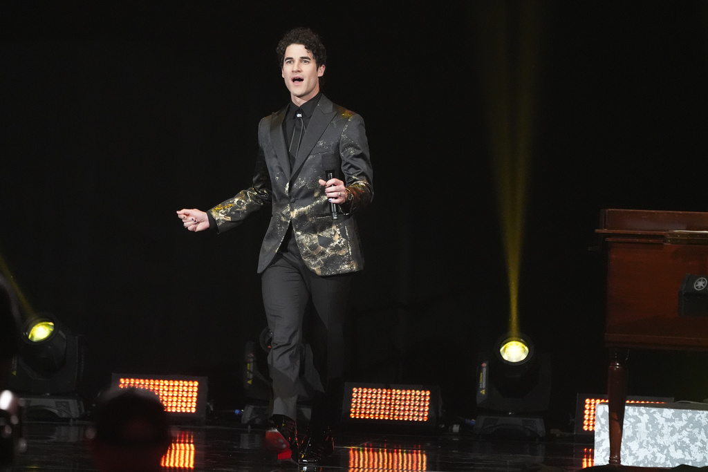 Host Darren Criss appears during the 68th annual Grammy Awards on Sunday, Feb. 1, 2026, in Los Angeles. (AP Photo/Chris Pizzello)