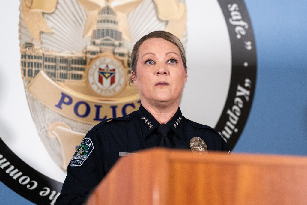 Austin Police Chief Lisa Davis speaks during a news conference on Thursday, March 5, 2026 at APD headquarters regarding the release of audio and video footage from Sunday morning's mass shooting on West Sixth Street in Austin. (Sara Diggins/Austin American-Statesman via AP)