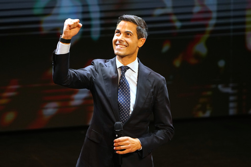 Rob Jetten, leader of the center-left D66 party, speaks on stage during exit poll results an election venue during a general election in Leiden, Netherlands, Wednesday, Oct. 29, 2025. (AP Photo/Peter Dejong) Rob Jetten, leader of the center-left D66 party, speaks on stage during exit poll results an election venue during a general election in Leiden, Netherlands, Wednesday, Oct. 29, 2025. (AP Photo/Peter Dejong)