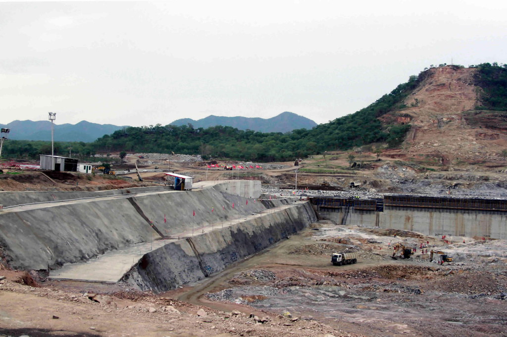 FILE - Construction work takes place, at the site of the Grand Ethiopian Renaissance Dam near Assosa, Ethiopia, on June 28, 2013. (AP Photo/Elias Asmare, File)