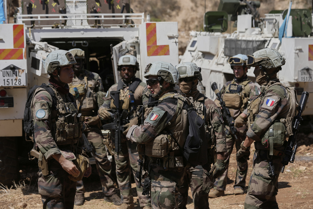 French U.N. peacekeepers deploy at the Suluki Valley, south Lebanon, Wednesday, Aug. 20, 2025. (AP Photo/Hussein Malla)