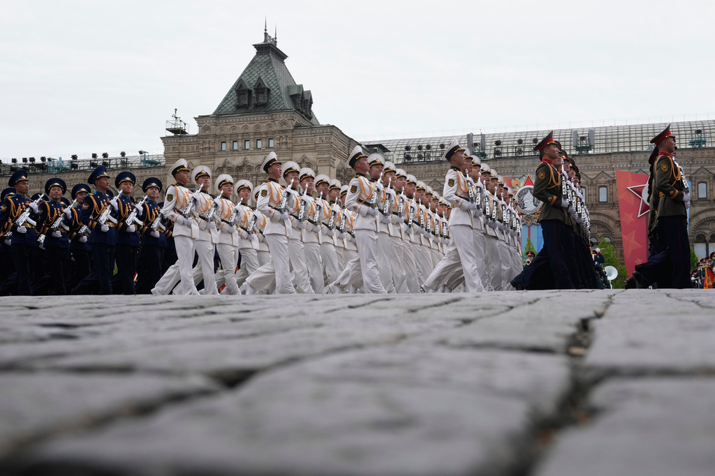 North Korea's servicemen march as they attend the Victory Day military parade in Moscow, Saturday, May 9, 2026, during celebrations of the 81st anniversary of the Soviet Union's victory over Nazi Germany during World War II. (AP Photo/Pavel Bednyakov, Pool)