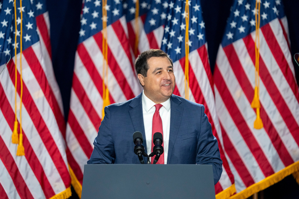 FILE - Wisconsin Attorney General Josh Kaul speaks during a campaign event for Vice President Kamala Harris at West Allis Central High School on Tuesday, July 23, 2024, in West Allis, Wis. (AP Photo/Kayla Wolf, File)