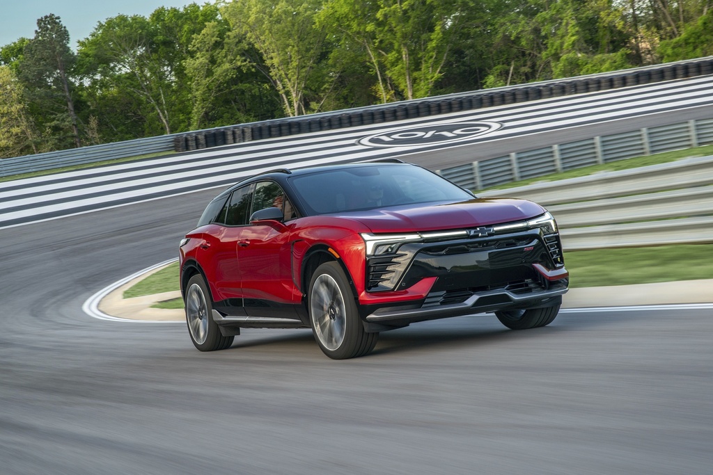This photo provided by Chevrolet shows the 2025 Blazer EV SS. Chevy says the SS version of the Blazer EV can rocket from 0 to 60 mph in just 3.4 seconds. (Courtesy of General Motors via AP)