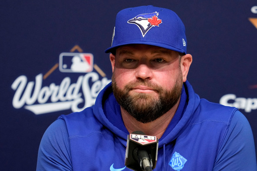 Toronto Blue Jays manager John Schneider speaks prior to Game 4 of baseball's World Series against the Los Angeles Dodgers, Tuesday, Oct. 28, 2025, in Los Angeles. (AP Photo/Ashley Landis) Toronto Blue Jays manager John Schneider speaks prior to Game 4 of baseball's World Series against the Los Angeles Dodgers, Tuesday, Oct. 28, 2025, in Los Angeles. (AP Photo/Ashley Landis)
