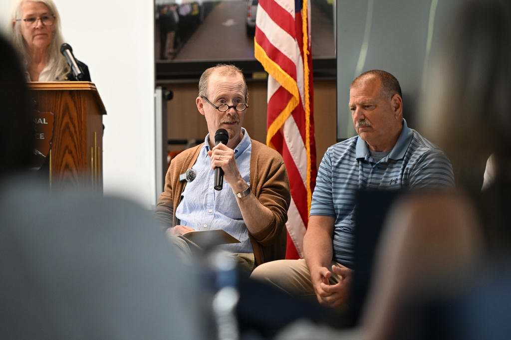 Gordon Felt, whose brother, Edward, died Sept. 11, 2001, on United Airlines Flight 93, speaks to teachers gathered for an educational session at the Flight 93 National Memorial in Shanksville, Pa., on June 22, 2026. (AP Photo/Marc Levy)