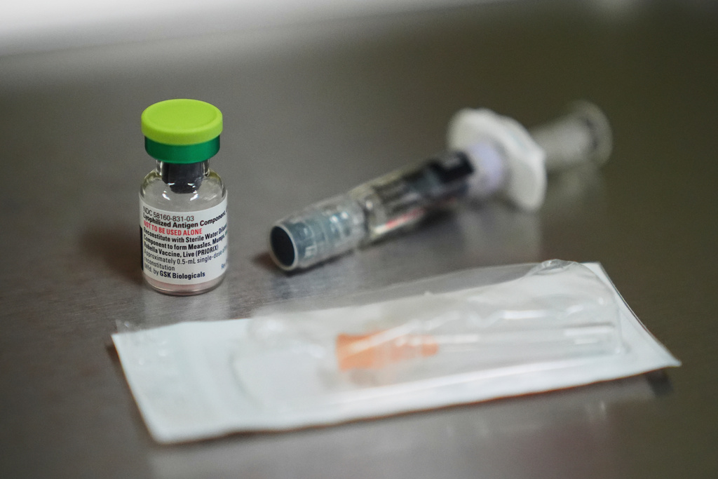 FILE - A vial of the measles, mumps and rubella (MMR) vaccine is pictured at International Community Health Services, Wednesday, Sept. 10, 2025, in Seattle. (AP Photo/Lindsey Wasson, file)
