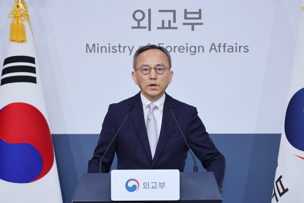 South Korea's Foreign Ministry spokesperson Park Il speaks during a briefing at the Foreign Ministry in Seoul, South KOREA, Thursday, July 2, 2026. (Ahn Jung-won/Yonhap via AP)