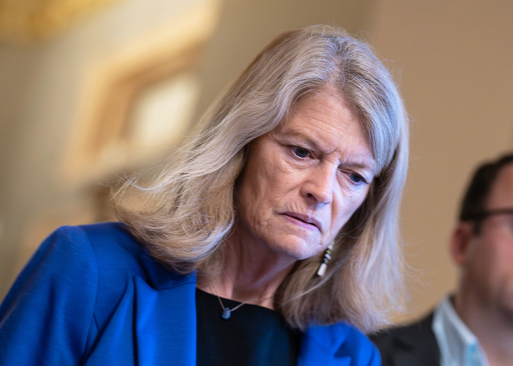 FILE- Sen. Lisa Murkowski, R-Alaska, a member of the Senate Appropriations Committee, arrives for a closed-door Republican meeting, at the Capitol in Washington, June 27, 2025. (AP Photo/J. Scott Applewhite, File)