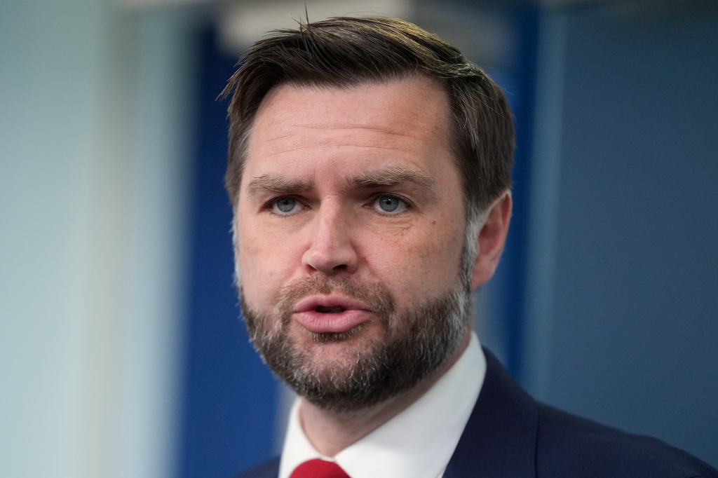 Vice President JD Vance speaks to reporters in the James S. Brady Press Briefing Room at the White House, Thursday, June 18, 2026, in Washington. (AP Photo/Manuel Balce Ceneta)