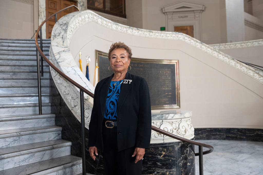 Oakland Mayor Barbara Lee poses for a portrait on Friday, Nov. 14, 2025, in Oakland, Calif. (AP Photo/Laure Andrillon)