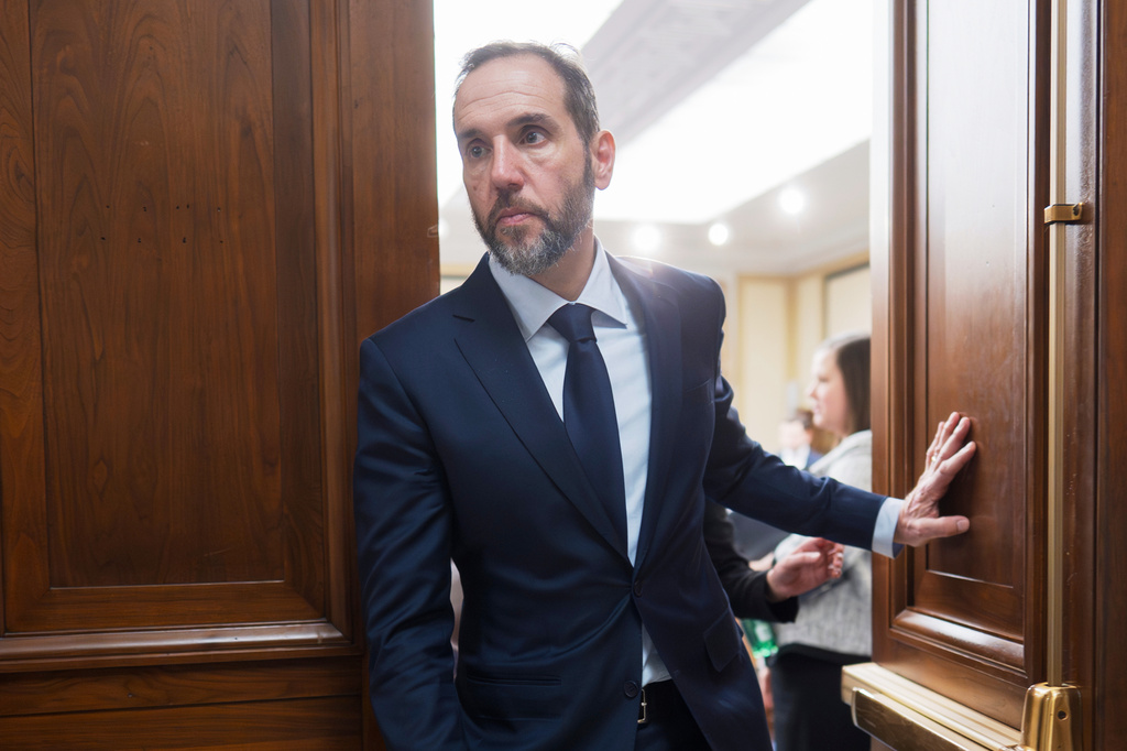 FILE - Former Department of Justice Special Counsel Jack Smith departs at the end of a Republican-led deposition before the House Judiciary Committee as part of its oversight into DOJ investigations into President Donald Trump, on Capitol Hill in Washington, Dec. 17, 2025. (AP Photo/J. Scott Applewhite, File)