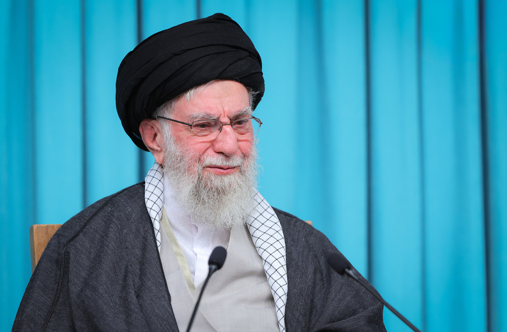 In this photo released on Tuesday, Sept. 23, 2025, by an official website of the office of the Iranian supreme leader, Supreme Leader Ayatollah Ali Khamenei speaks in a televised speech. (Office of the Iranian Supreme Leader via AP)