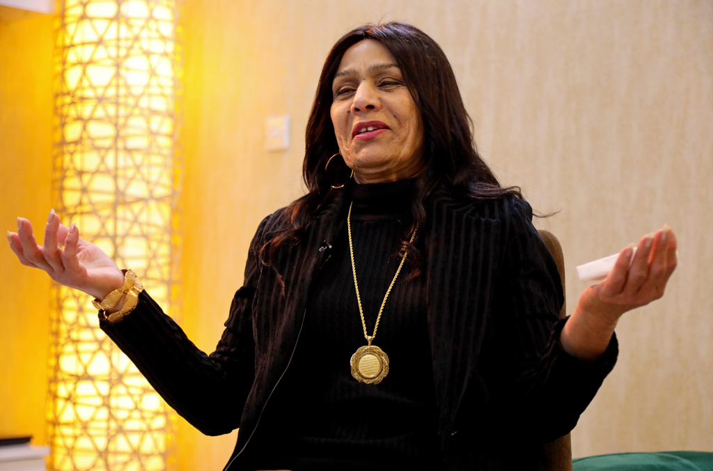 FILE - Singer Sajda Obeid speaks during an interview in Irbil, Iraq, Friday, Dec. 10, 2021. (AP Photo/Hussein Ibrahim, File)