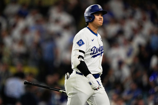 Los Angeles Dodgers' Shohei Ohtani walks to the dugout after grounding out against the Toronto Blue Jays during the eighth inning in Game 5 of baseball's World Series, Wednesday, Oct. 29, 2025, in Los Angeles. (AP Photo/Brynn Anderson) Los Angeles Dodgers' Shohei Ohtani walks to the dugout after grounding out against the Toronto Blue Jays during the eighth inning in Game 5 of baseball's World Series, Wednesday, Oct. 29, 2025, in Los Angeles. (AP Photo/Brynn Anderson)