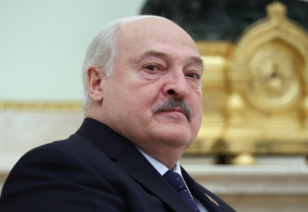 Belarusian President Alexander Lukashenko meets with Russian President Vladimir Putin at the Kremlin in Moscow, Russia, Friday, Sept. 26, 2025. (Ramil Sitdikov/Pool Photo via AP)