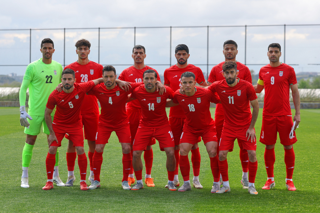 Iran's players pose for photographer prior a friendly soccer match between Iran and Costa Rica, in Antalya, southern Turkey, Tuesday, March 31, 2026. (AP Photo/Riza Ozel)