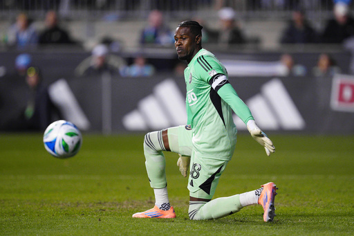 Philadelphia Union goalkeeper Andre Blake watches the ball in the first half of Game 1 in the first round of MLS soccer's Eastern Conference playoffs against the Chicago Fire, Sunday, Oct. 26, 2025, in Chester, Pa. (AP Photo/Derik Hamilton) Philadelphia Union goalkeeper Andre Blake watches the ball in the first half of Game 1 in the first round of MLS soccer's Eastern Conference playoffs against the Chicago Fire, Sunday, Oct. 26, 2025, in Chester, Pa. (AP Photo/Derik Hamilton)