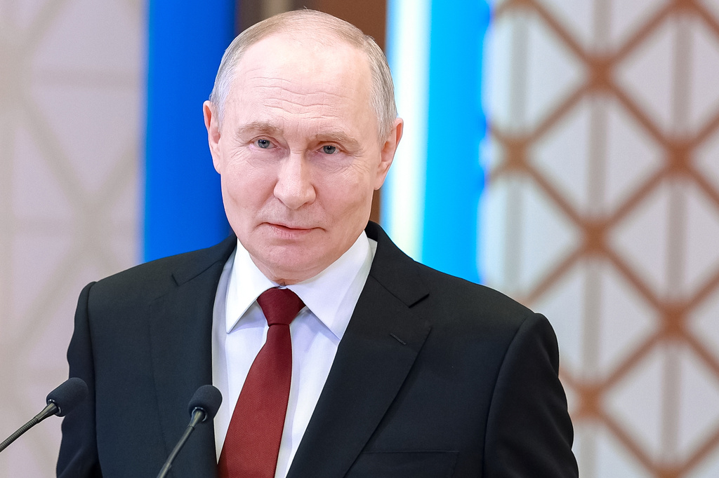 Russian President Vladimir Putin holds a news conference after the Supreme Eurasian Economic Union summit in Astana, Kazakhstan, Friday, May 29, 2026. (Alexander Shcherbak/Sputnik, Kremlin Pool Photo via AP)