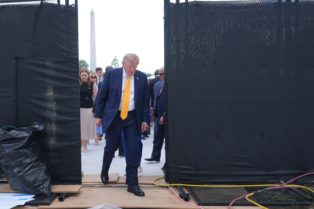 President Donald Trump walks after a back to school event in the Rose Garden of the White House, Monday, Aug. 24, 2026, in Washington. (AP Photo/Alex Brandon)