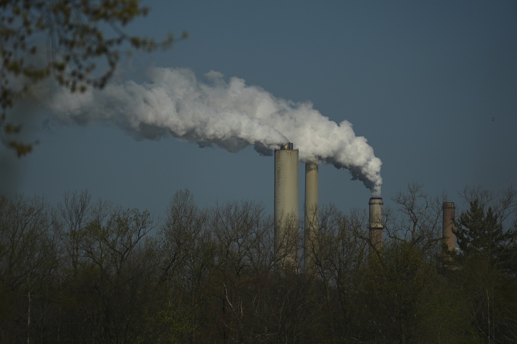 FILE - The Gibson Power Plant operates, April 10, 2025, in Princeton, Ind. (AP Photo/Joshua A. Bickel, File)
