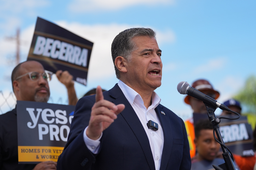 California gubernatorial candidate Xavier Becerra speaks at a news conference on California's housing affordability crisis in Long Beach, Calif., Friday, Sept. 4, 2026. (AP Photo/Jae C. Hong)