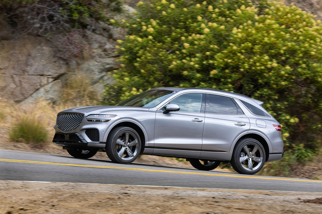 This photo provided by Genesis shows the 2022 GV70. If you're looking for a used luxury SUV that is fast, comfortable, practical and stylish, the GV70 will certainly deliver. (Courtesy of Genesis Motor North America via AP)
