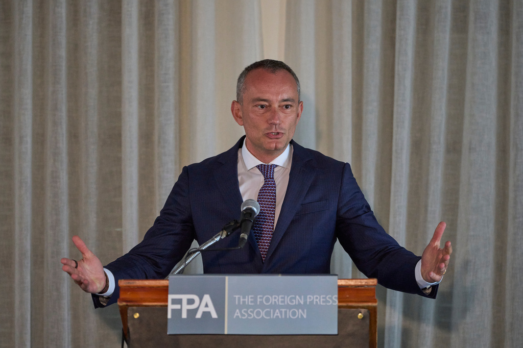 High Representative for President Donald Trump's International Board of Peace and its efforts in Gaza Nickolay Mladenov speaks to the media during the Board of Peace press briefing in East Jerusalem, Wednesday May 13, 2026. (AP Photo/Ohad Zwigenberg)