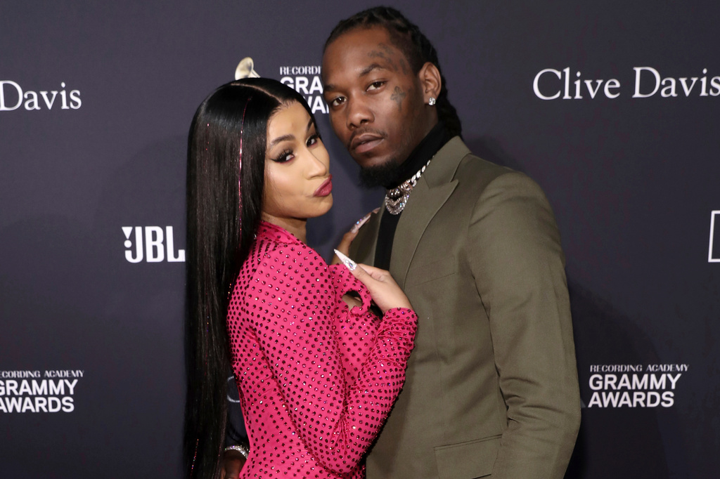 FILE - Cardi B, left, and Offset arrive at the Pre-Grammy Gala And Salute To Industry Icons, in Beverly Hills, Calif. on Jan. 25, 2020. (Photo by Mark Von Holden/Invision/AP, File)