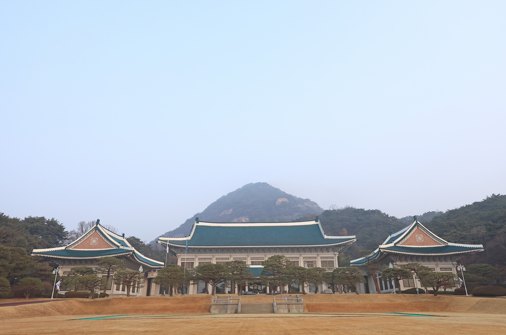 A general view of Cheong Wa Dae, also known as the Blue House, is seen in Seoul, South Korea, Monday, Dec. 29, 2025. (Kim Do-hun/Yonhap via AP)