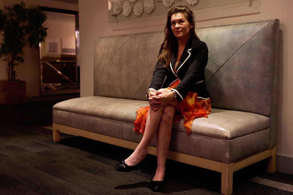 Alicia Arden sits for a portrait at The Huntley Hotel Santa Monica Beach, Friday, Nov. 21, 2025, in Santa Monica, Calif. (AP Photo/Allison Dinner)