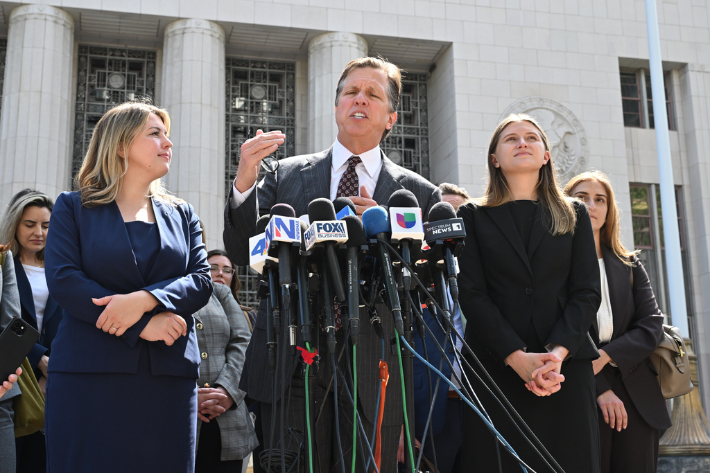 Attorney Mark Lanier speaks during a news conference after the verdict in a landmark trial over whether social media platforms deliberately addict and harm children at Los Angeles Superior Court, Wednesday, March 25, 2026, in Los Angeles. (AP Photo/William Liang)
