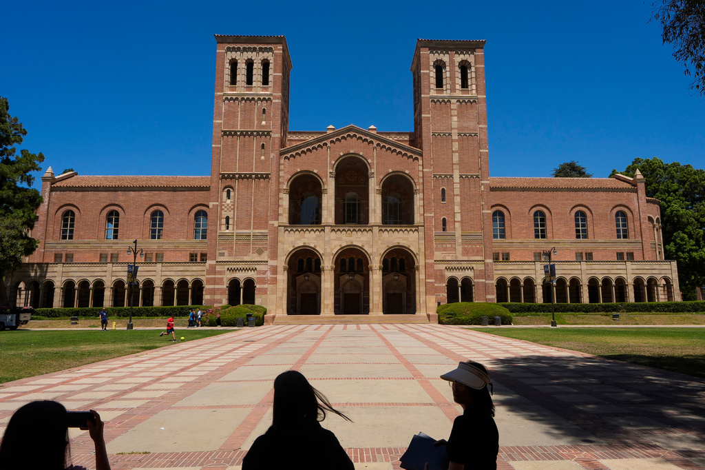 FILE - Royce Hall on University of California, Los Angeles, campus is seen in Los Angeles on Aug. 15, 2024. (AP Photo/Damian Dovarganes, File)