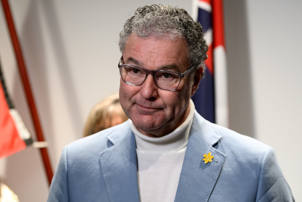 Queensland state Minister for Education, John-Paul Langbroek speaks to media during a press conference in Sydney, Australia, on Aug. 22, 2025. (Steven Markham/AAP Image via AP)