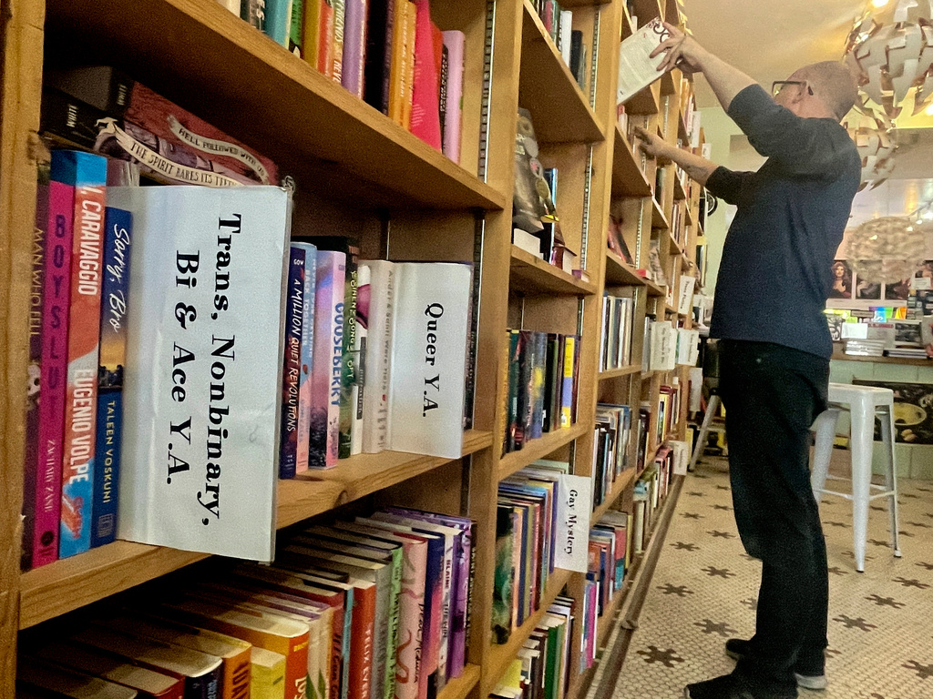 FILE - An LGBTQ+ section appears at Fabulosa Books in the Castro District of San Francisco on June 27, 2024. (AP Photo/Haven Daley, File)