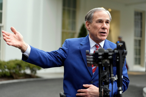 FILE - Texas Gov. Greg Abbott speaks to reporters outside the West Wing of the White House, Feb. 5, 2025, in Washington. (AP Photo/Alex Brandon, File) FILE - Texas Gov. Greg Abbott speaks to reporters outside the West Wing of the White House, Feb. 5, 2025, in Washington. (AP Photo/Alex Brandon, File)