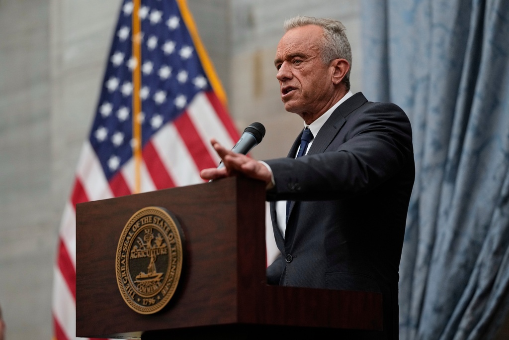 FILE - Health and Human Services Secretary Robert F. Kennedy, Jr., speaks during the Take Back Your Health Tour event at the state Capitol, Wednesday, Feb. 4, 2026, in Nashville, Tenn. (AP Photo/George Walker IV, File)