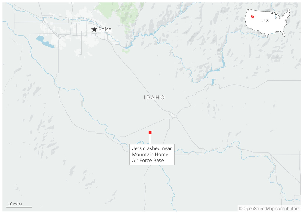 Map showing where two jets collided in Idaho. (AP Digital Embed)