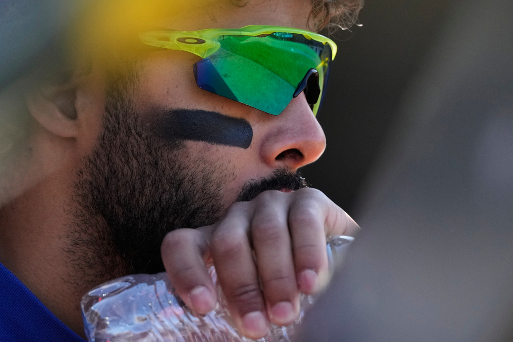 New York Mets' Mj Melendez looks to the field after a baseball game against the Chicago Cubs in Chicago, Sunday, April 19, 2026. (AP Photo/Nam Y. Huh)