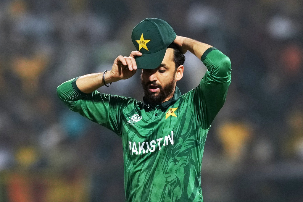 Pakistan's captain Salman Ali Agha reacts in the field during the T20 World Cup cricket match between Pakistan and Sri Lanka in Pallekele, Sri Lanka, Saturday, Feb. 28, 2026. (AP Photo/Eranga Jayawardena)