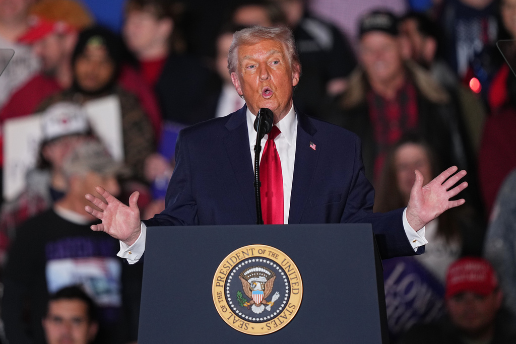 President Donald Trump speaks at the Mount Airy Casino Resort in Mount Pocono, Pa., Tuesday, Dec. 9, 2025. (AP Photo/Matt Rourke)