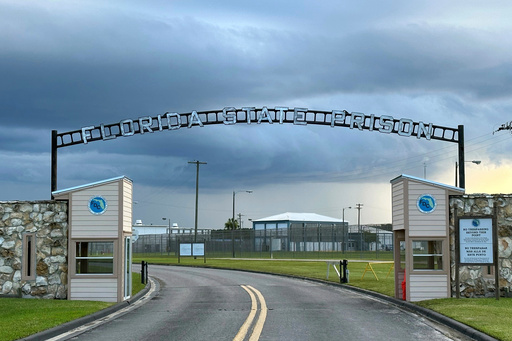 FILE - Clouds hover over the entrance of the Florida State Prison in Starke, Fla., Aug. 3, 2023. (AP Photo/Curt Anderson, file) FILE - Clouds hover over the entrance of the Florida State Prison in Starke, Fla., Aug. 3, 2023. (AP Photo/Curt Anderson, file)