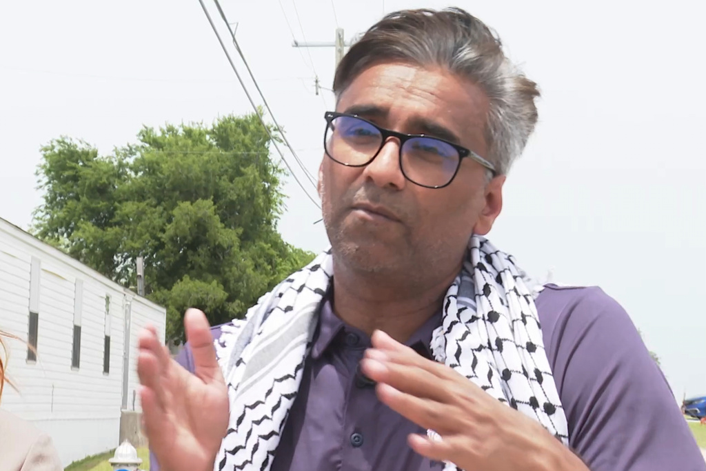 FILE - Badar Khan Suri, a Georgetown University scholar from India, speaks after he was released from immigration detention facility, May 14, 2025, in Alvarado, Texas. (AP Photo/Kendria LaFleur, File)